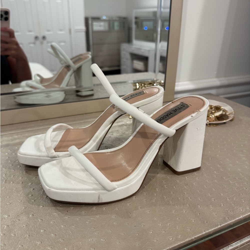 Steve Madden White Platform Heels